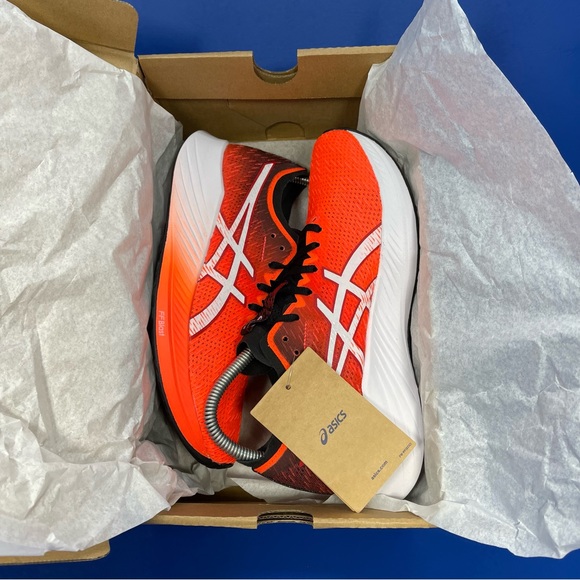 NEW Asics Magic Speed Athletic Running Shoes Sunrise Red White - Picture 9 of 9